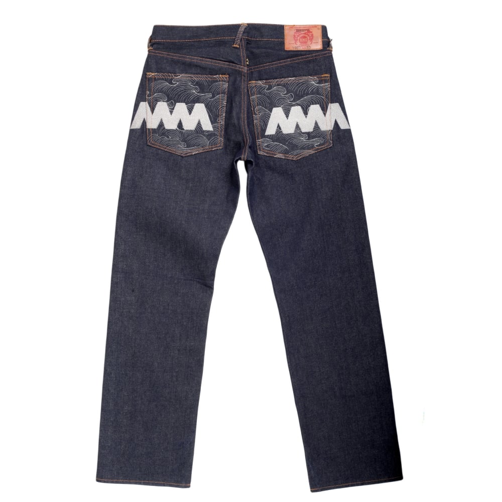 Vintage Cut Selvedge Dark Indigo Raw Denim Jeans with Silver Embroidery