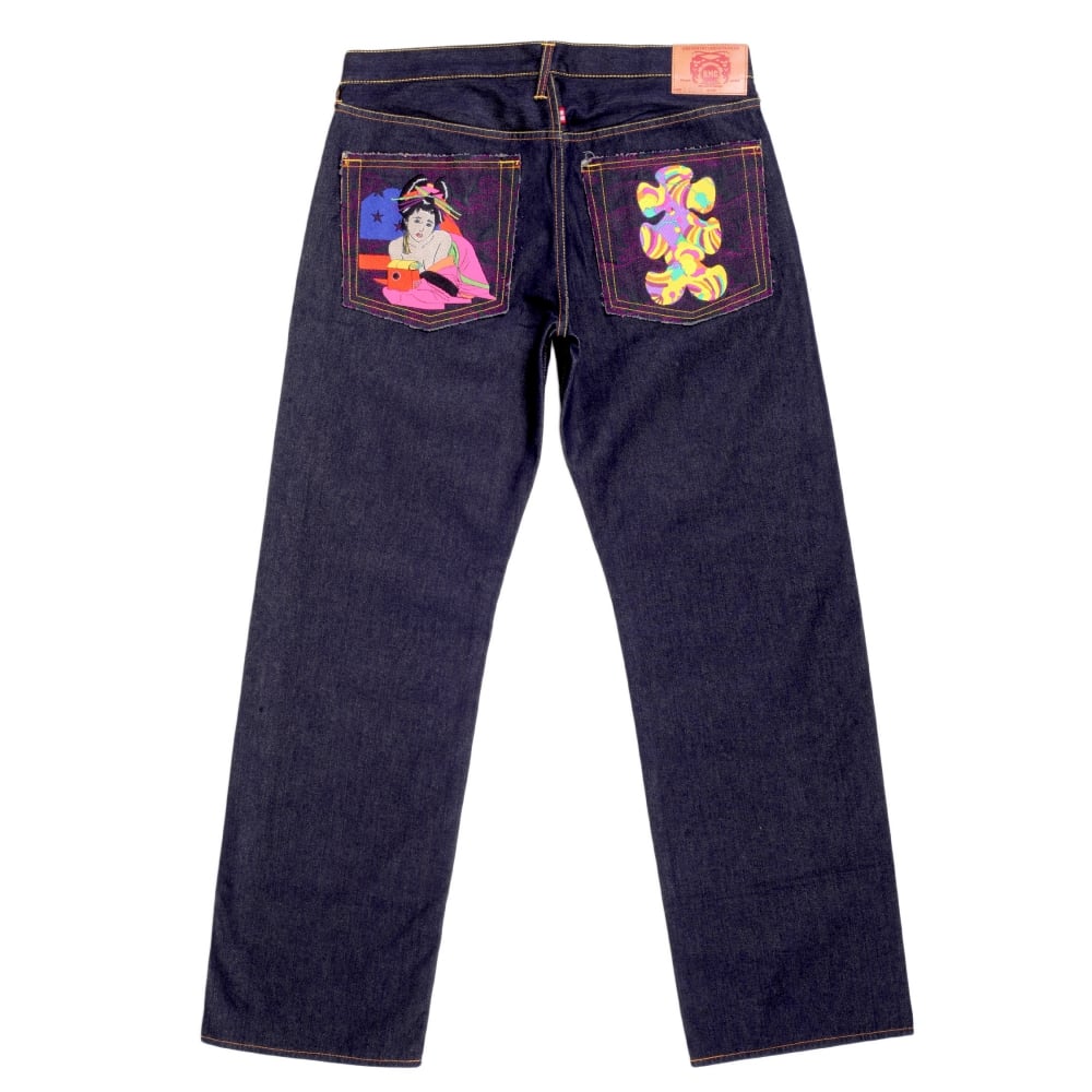Exclusive Geisha and Oiri Embroidered Vintage Cut Selvedge Raw Denim Jeans