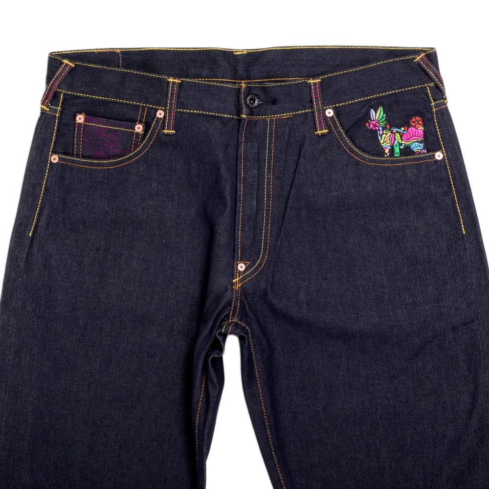 Exclusive Geisha and Oiri Embroidered Vintage Cut Selvedge Raw Denim Jeans
