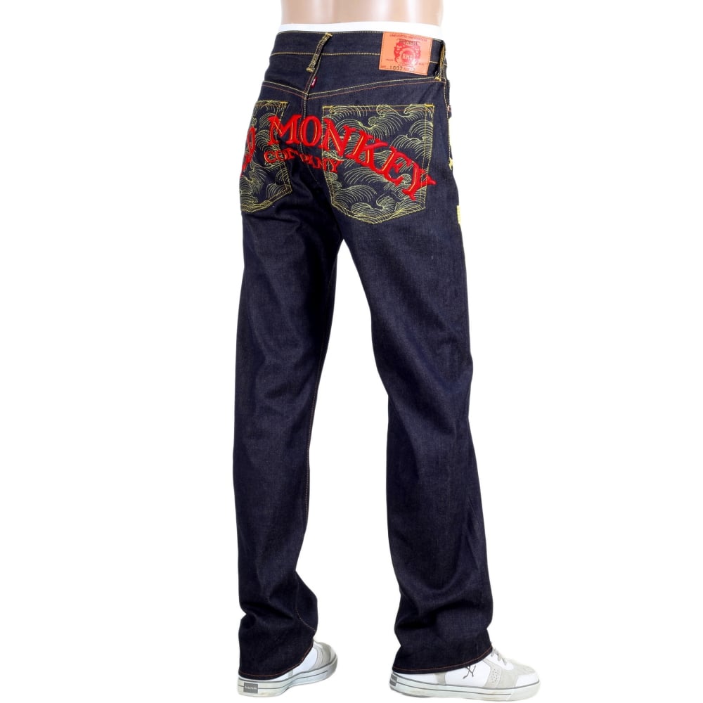 Mens Vintage cut dark indigo selvedge raw denim jeans