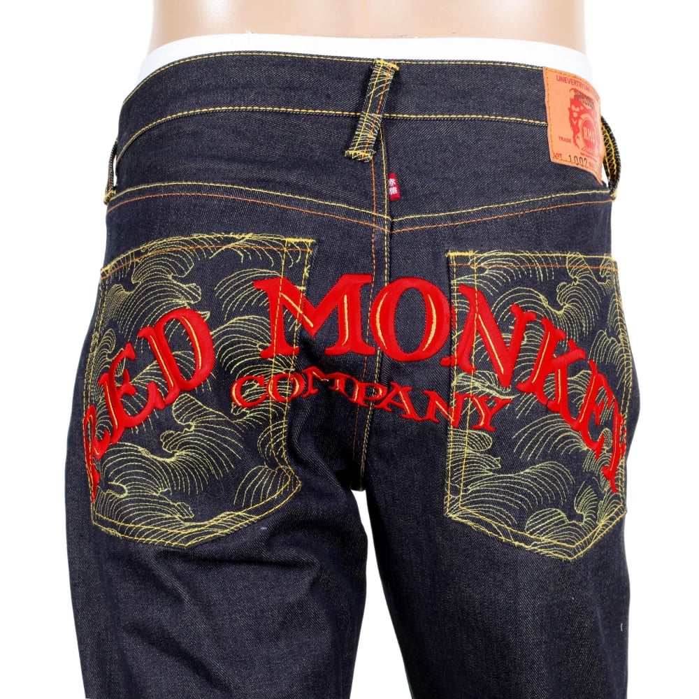 Mens Vintage cut dark indigo selvedge raw denim jeans
