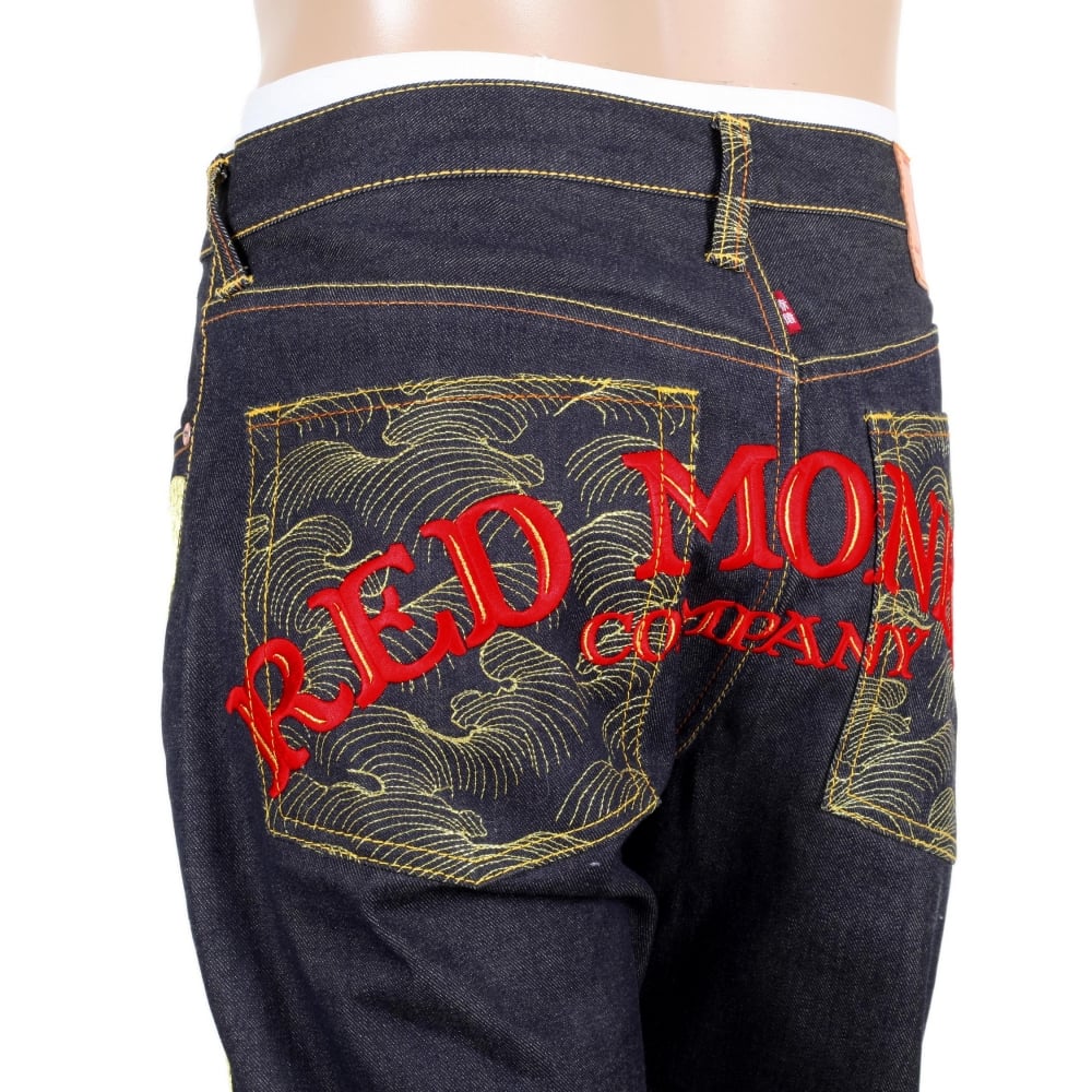 Mens Vintage cut dark indigo selvedge raw denim jeans