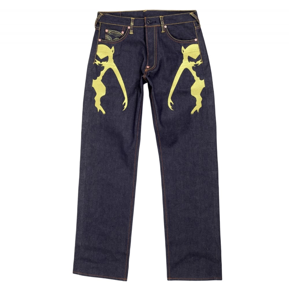 Mens Vintage cut dark indigo selvedge raw denim jeans