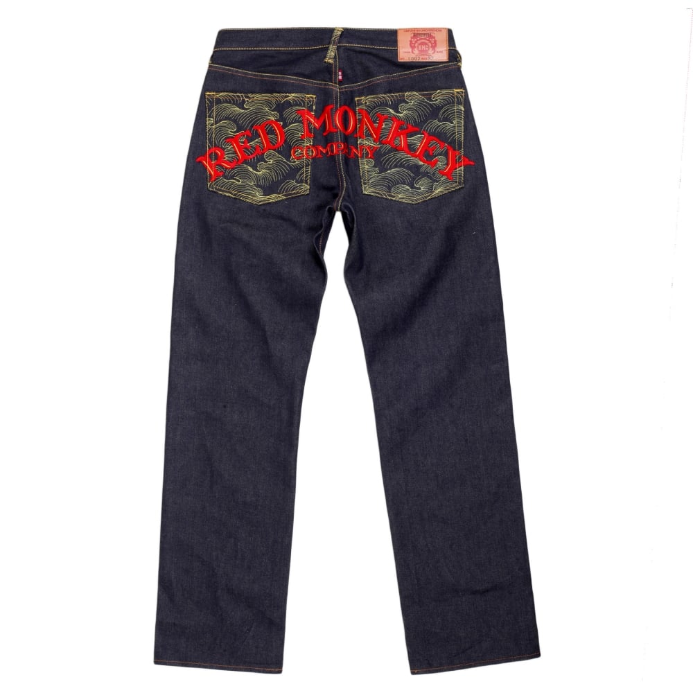 Mens Vintage cut dark indigo selvedge raw denim jeans