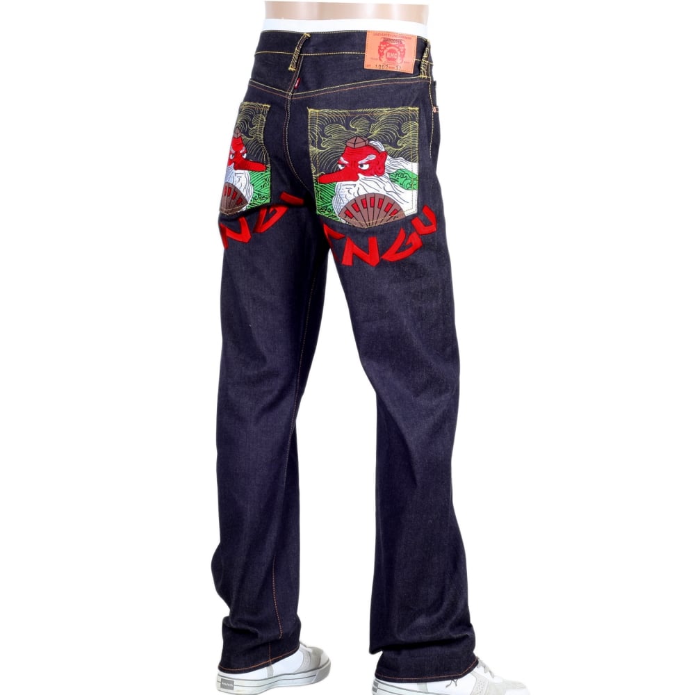 Vintage cut Sky Dog Tengu dark indigo selvedge raw denim jeans