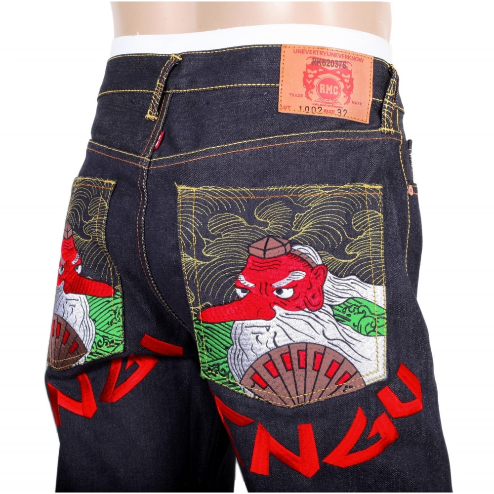 Vintage cut Sky Dog Tengu dark indigo selvedge raw denim jeans
