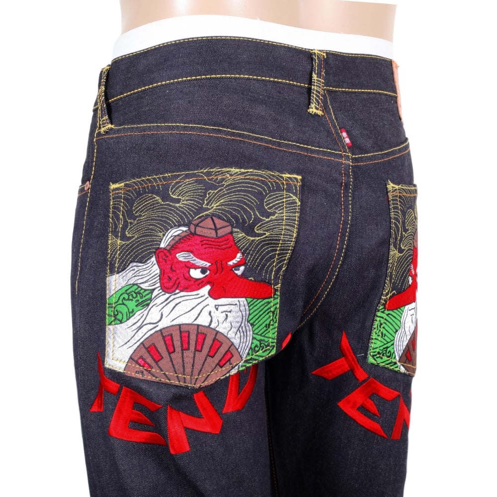 Vintage cut Sky Dog Tengu dark indigo selvedge raw denim jeans