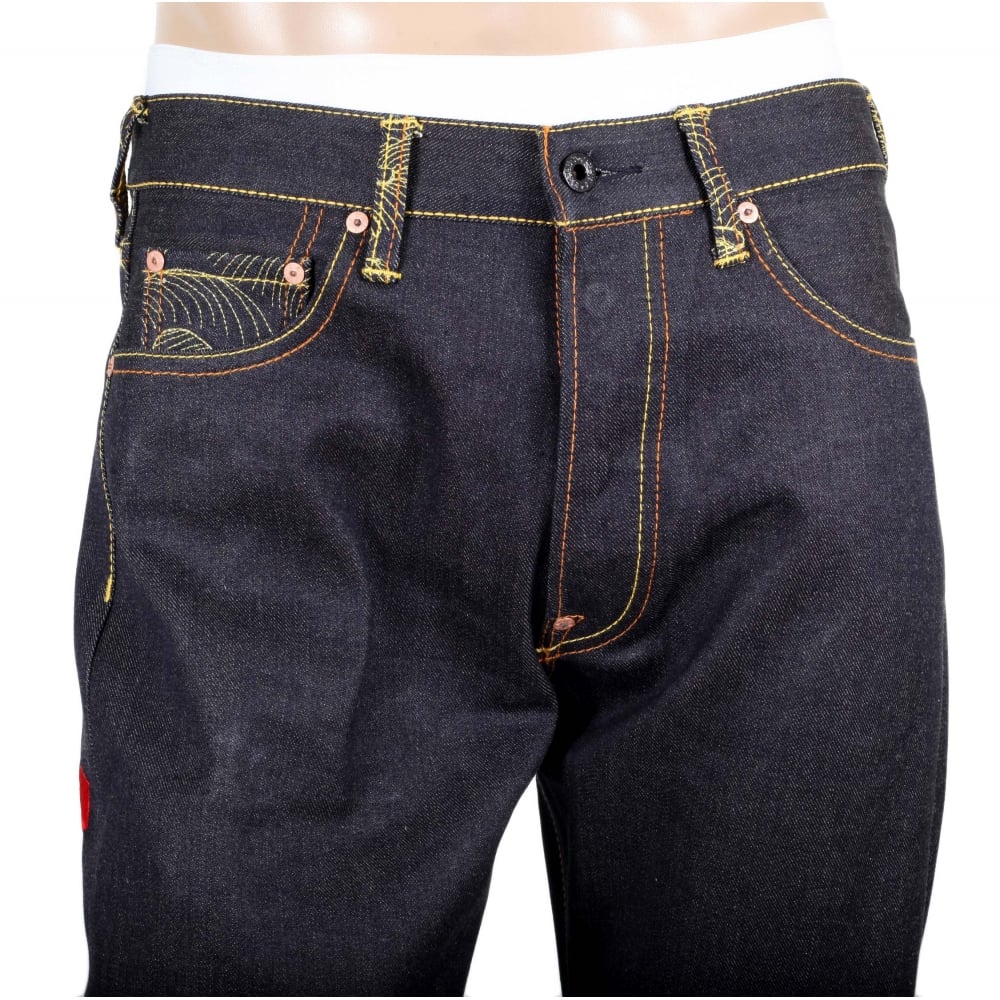 Vintage cut Sky Dog Tengu dark indigo selvedge raw denim jeans