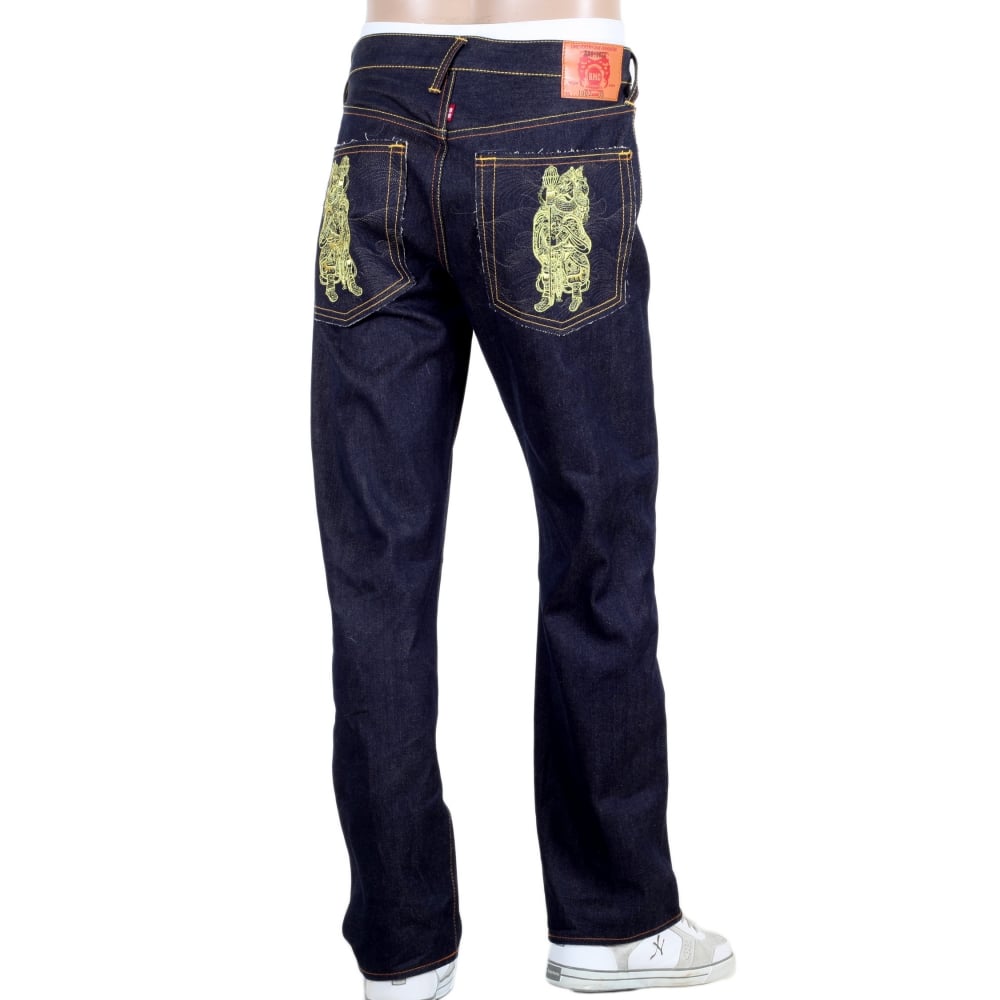 GOD OF GOLDEN BROTHER Dark Indigo Vintage Cut Raw Selvedge Denim Jeans