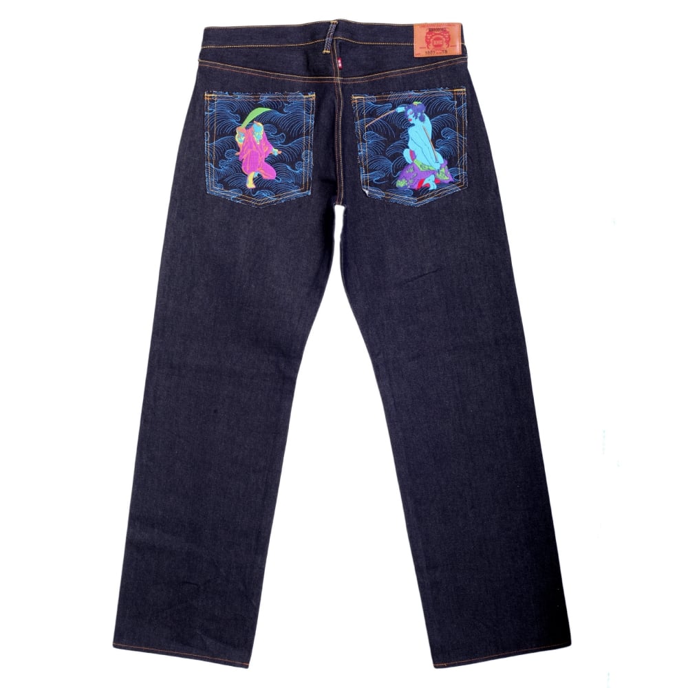 Super Exclusive Red/Green Selvedge Vintage Cut Dark Warrior raw denim jeans