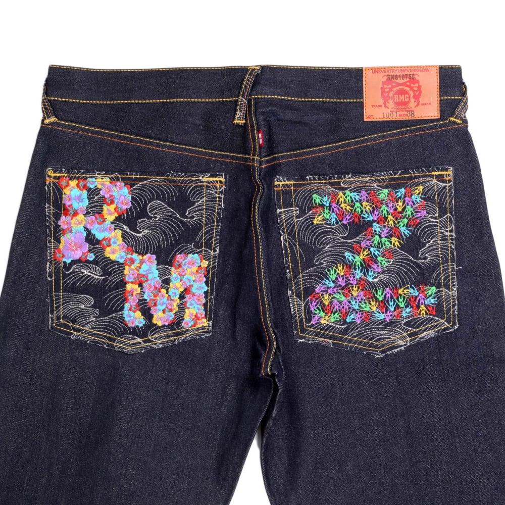 Mens Dark Indigo Oroginal Cut Zero Haliburton Selvedge Denim Jeans