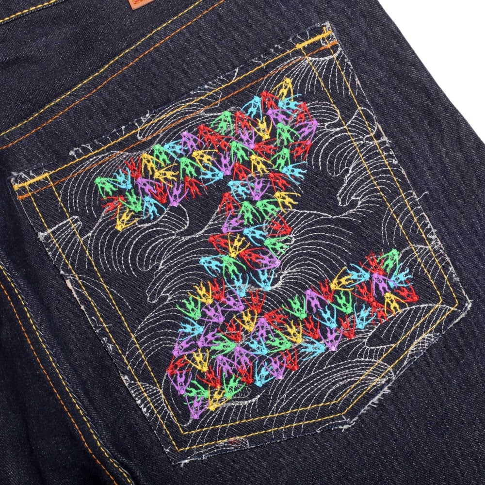Mens Dark Indigo Oroginal Cut Zero Haliburton Selvedge Denim Jeans