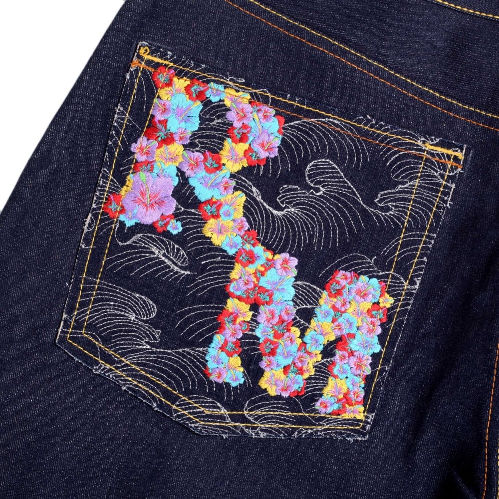Mens Dark Indigo Oroginal Cut Zero Haliburton Selvedge Denim Jeans