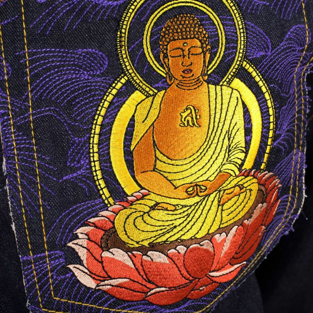 Year Of The Pig Mens indigo vintage cut raw selvedge dark denim jeans