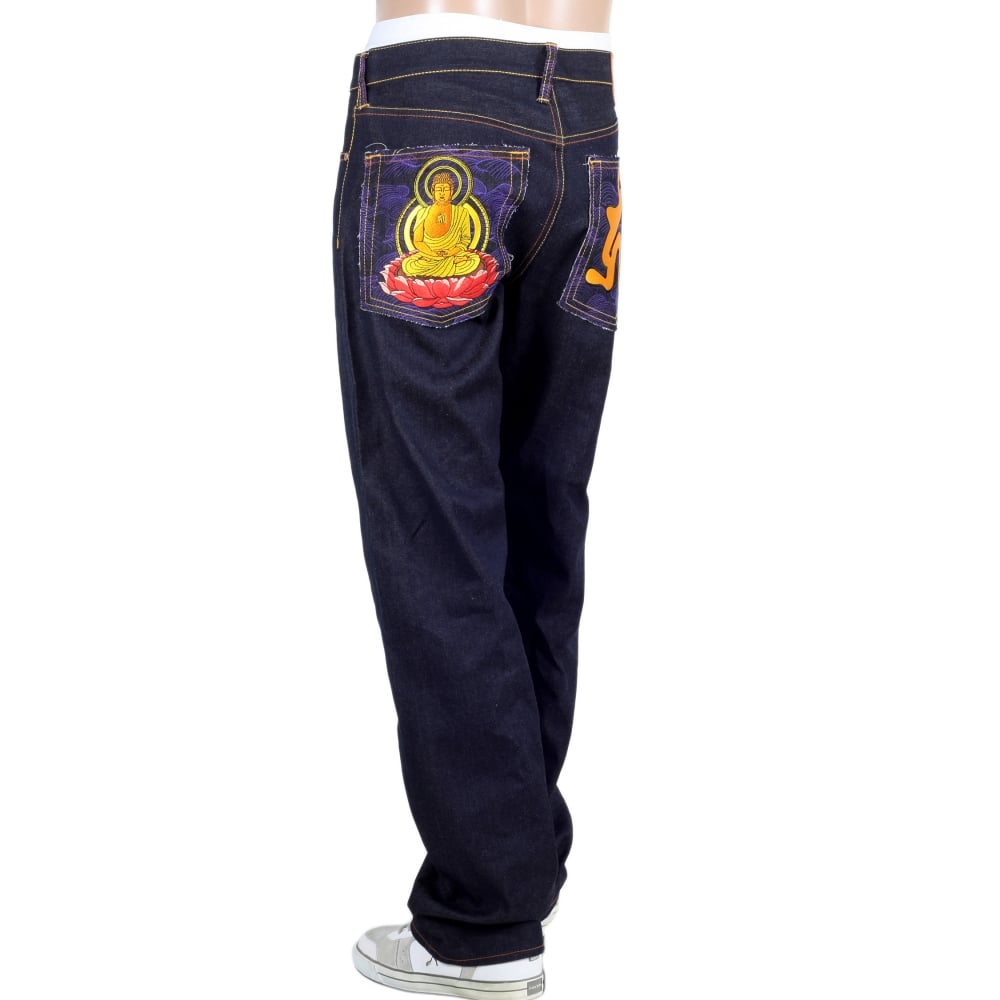 Year Of The Pig Mens indigo vintage cut raw selvedge dark denim jeans