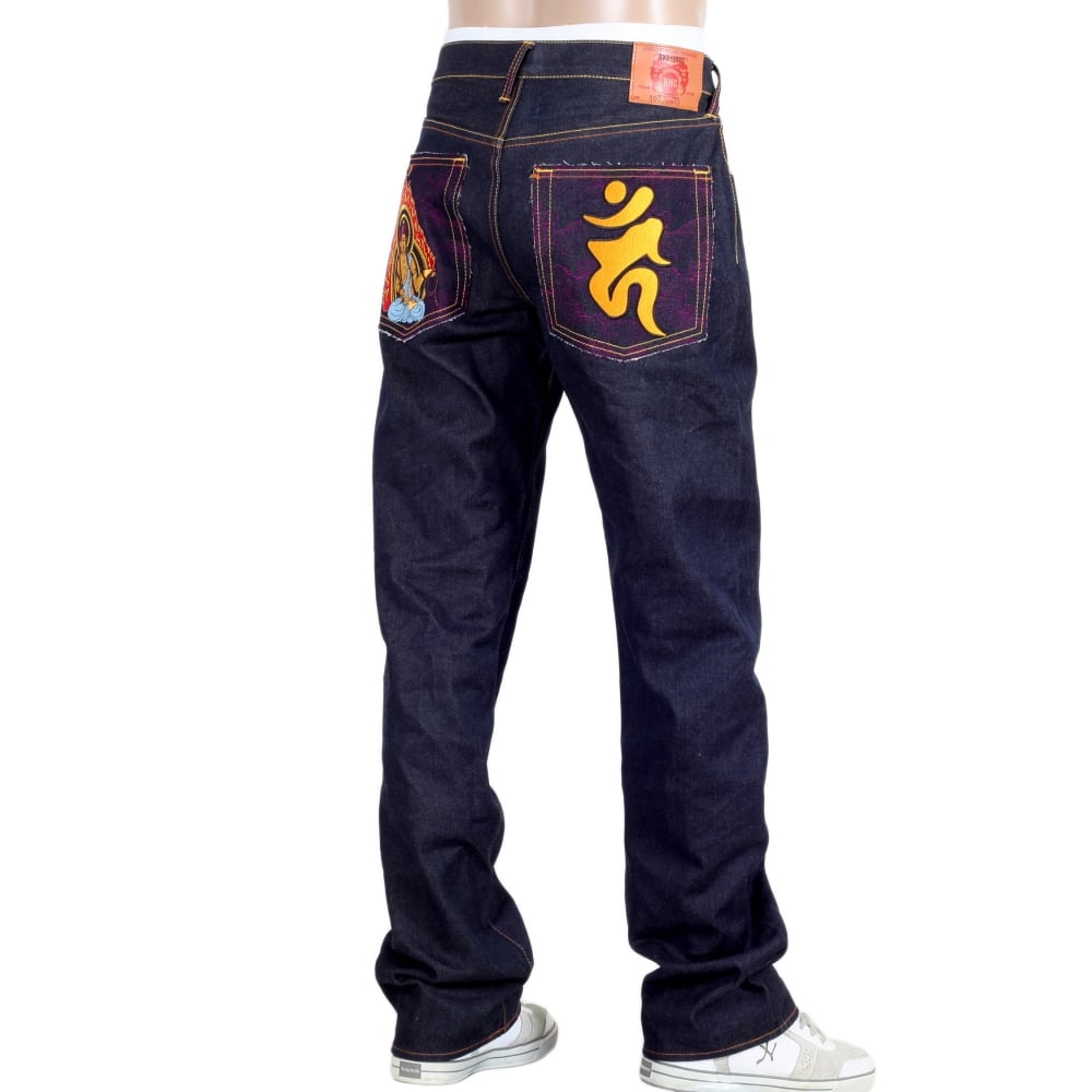 Year Of The Rooster Exclusive Chinese Zodiac vintage cut green selvedge raw denim jeans