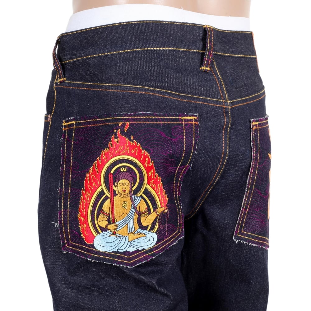 Year Of The Rooster Exclusive Chinese Zodiac vintage cut green selvedge raw denim jeans
