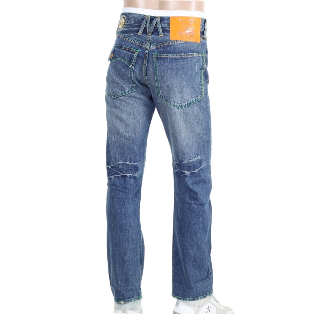Stone Washed Jeans With Flap Pocket