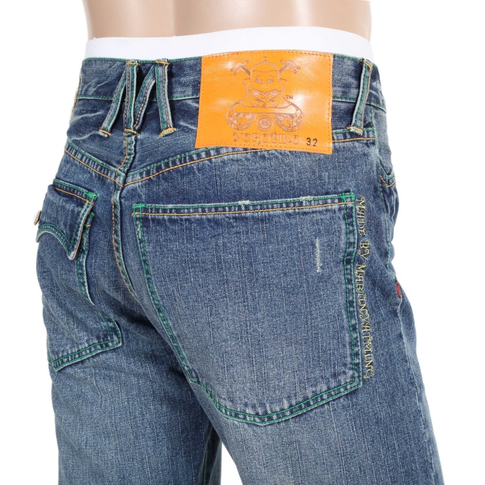 Stone Washed Jeans With Flap Pocket