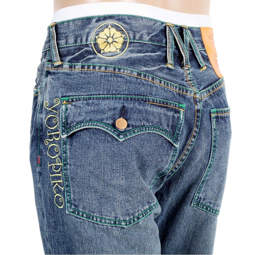 Stone Washed Jeans With Flap Pocket