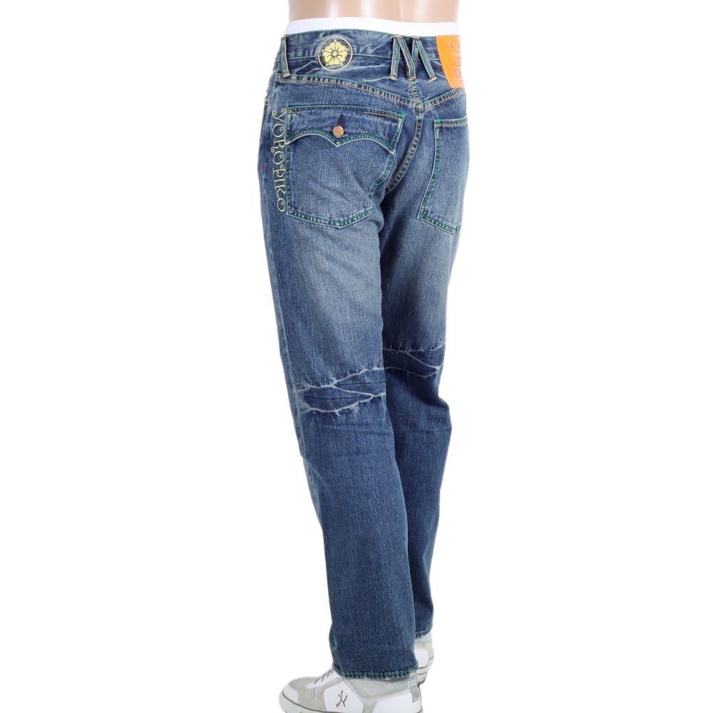 Stone Washed Jeans With Flap Pocket