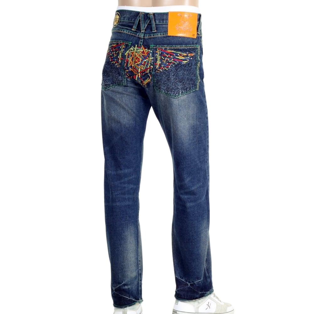 Vintage washed pencil skull jeans
