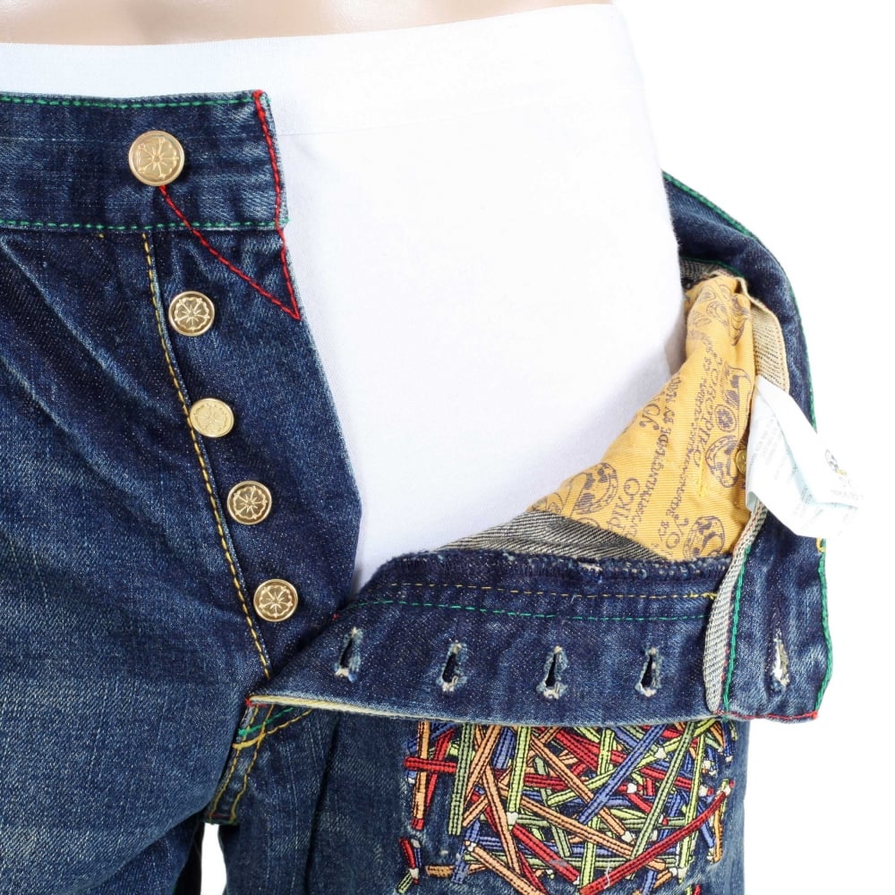 Vintage washed pencil skull jeans