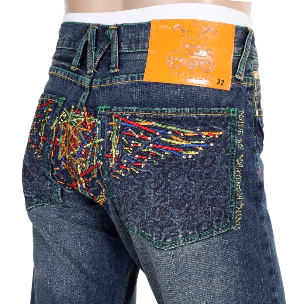 Vintage washed pencil skull jeans