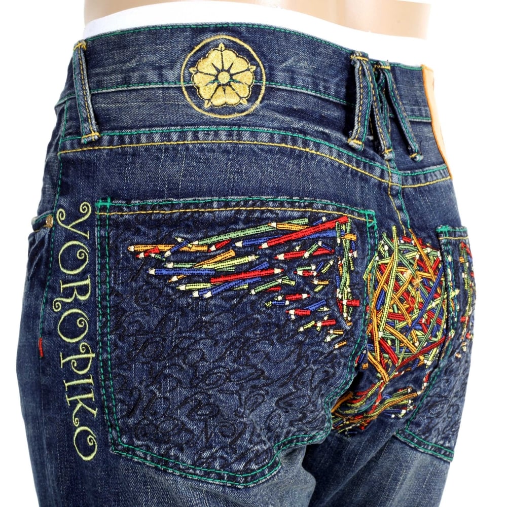Vintage washed pencil skull jeans