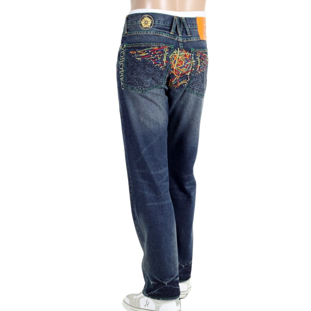 Vintage washed pencil skull jeans
