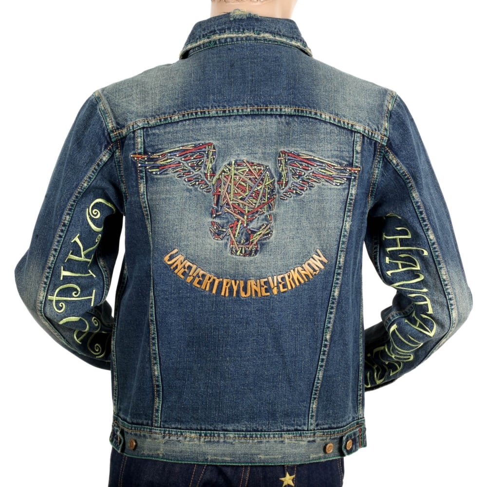 Stone Washed Pencil Skull denim Jacket