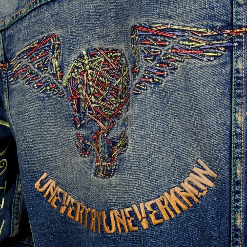 Stone Washed Pencil Skull denim Jacket