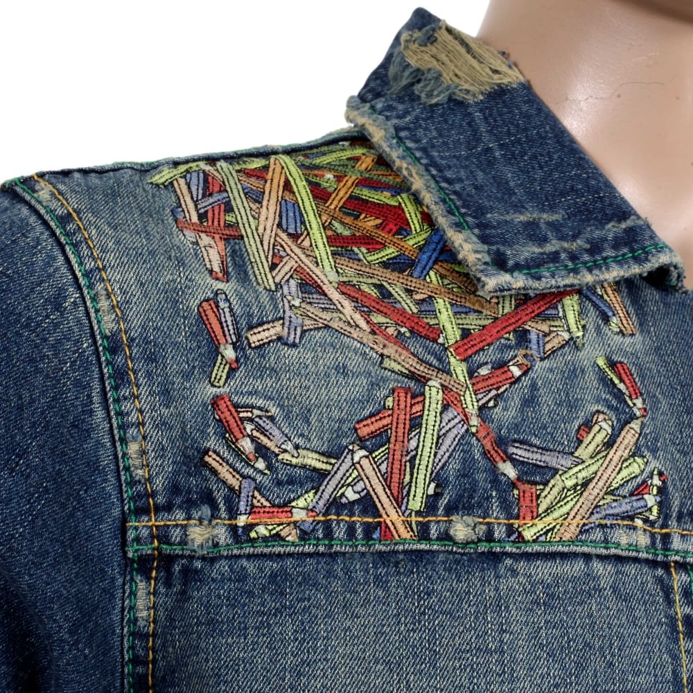 Stone Washed Pencil Skull denim Jacket