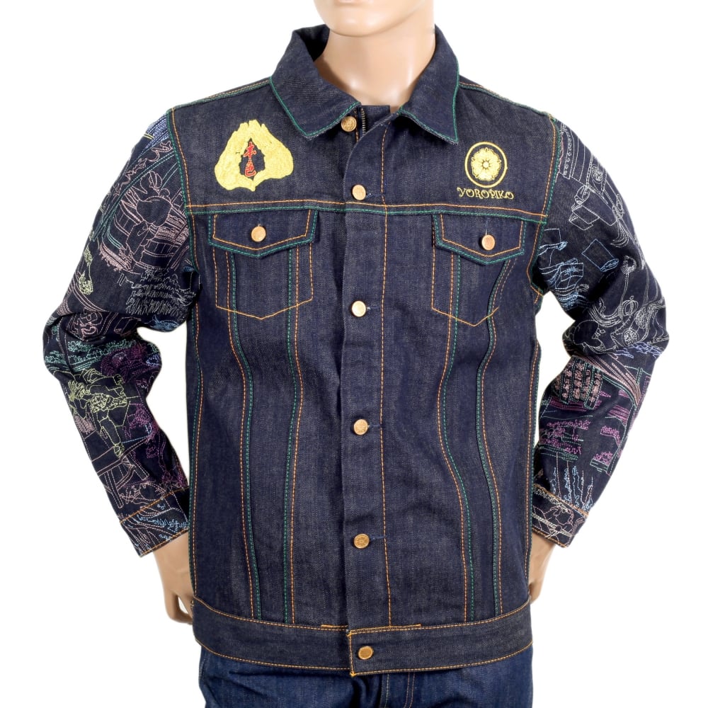 Embroidered Fudoumyouou denim jacket