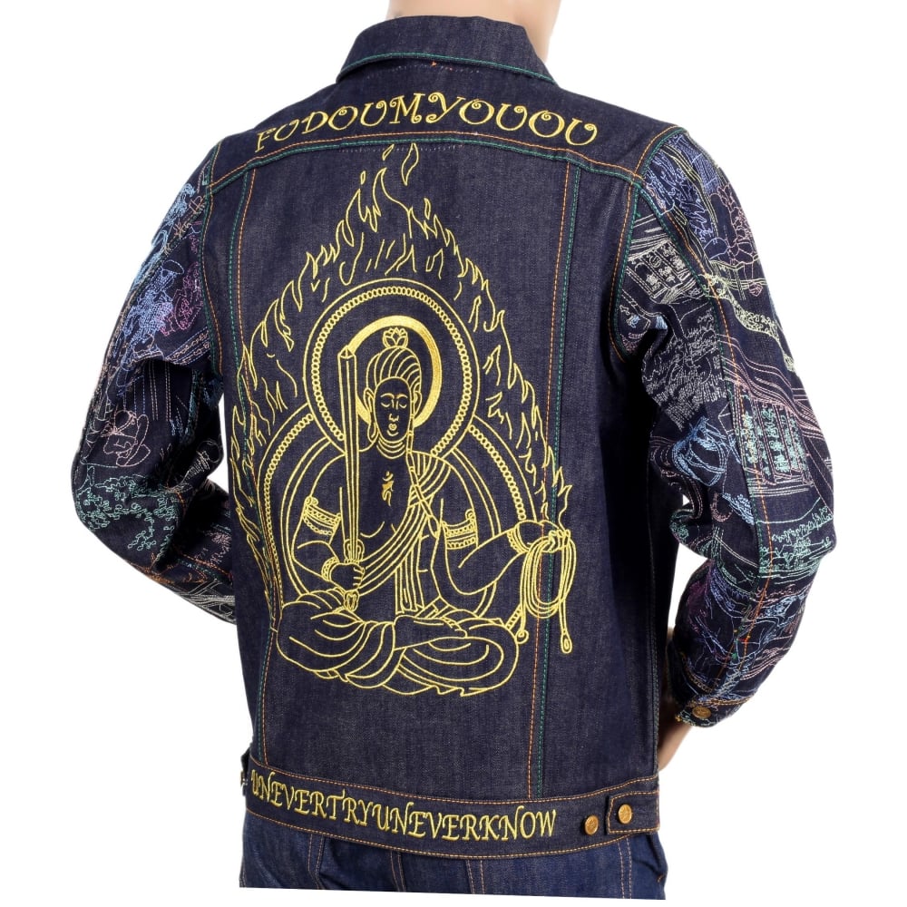 Embroidered Fudoumyouou denim jacket