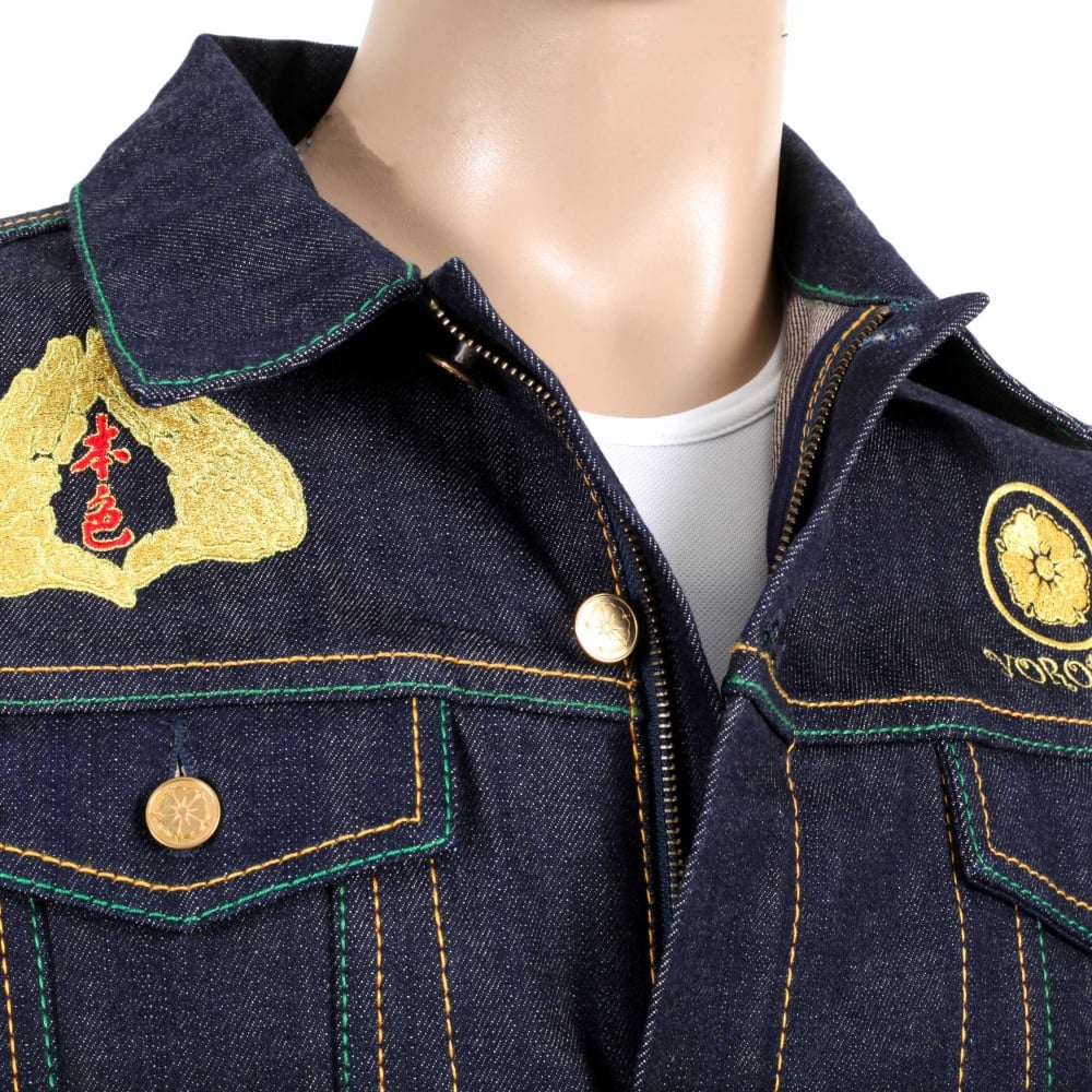 Embroidered Fudoumyouou denim jacket