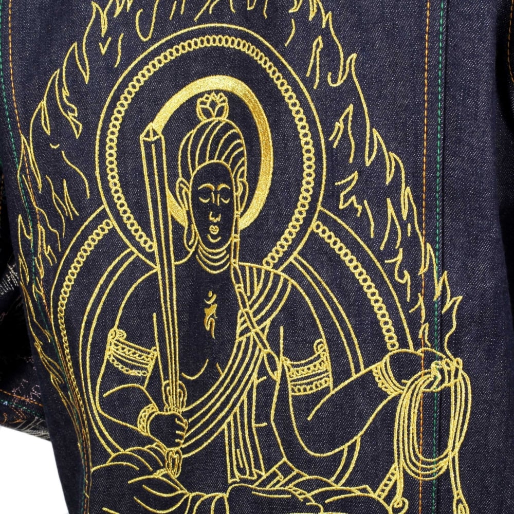Embroidered Fudoumyouou denim jacket