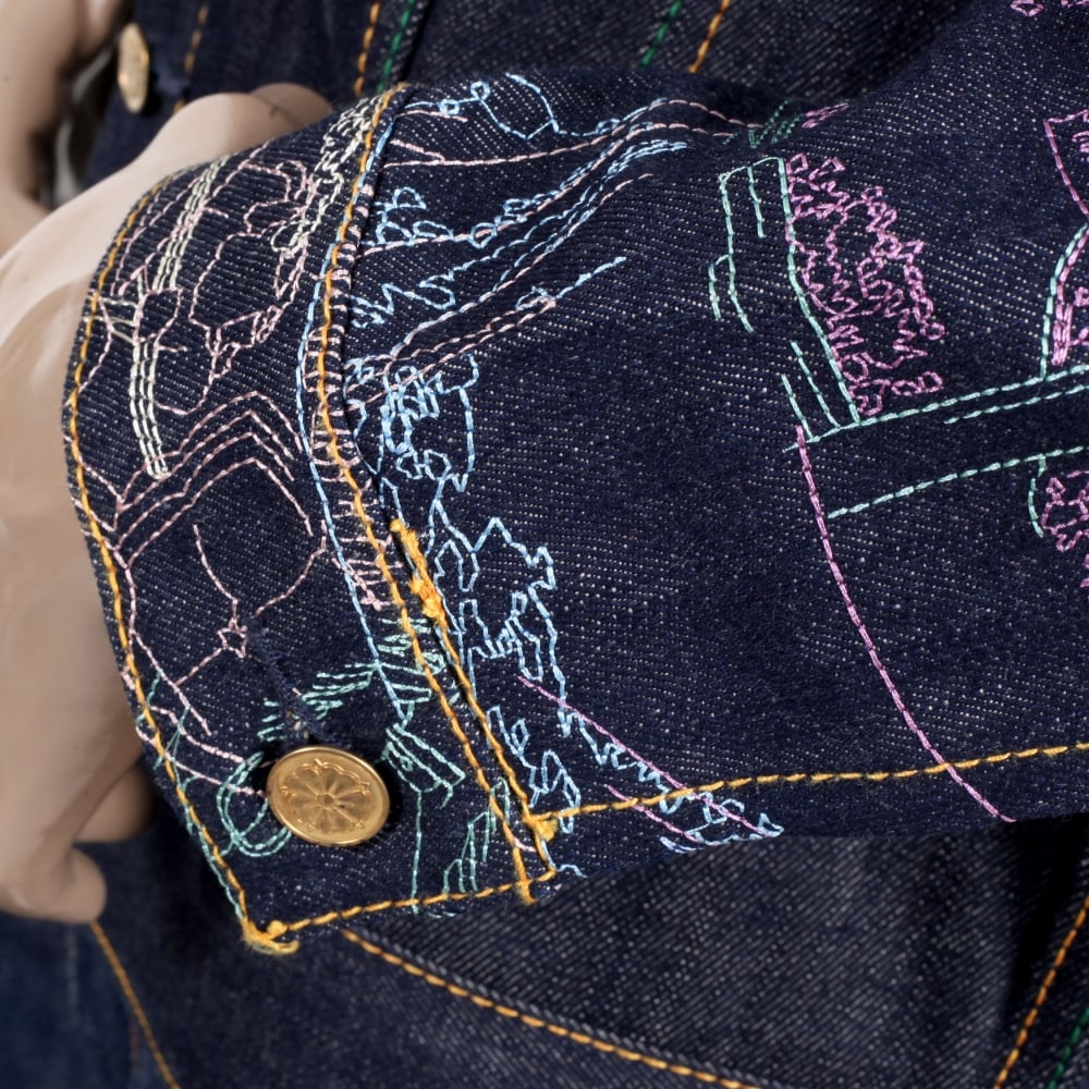 Embroidered Fudoumyouou denim jacket