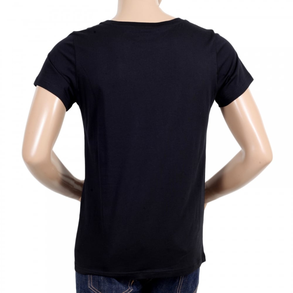 Mens Black Regular Fit Short Sleeve Crew Neck T shirt with Printed Milano Logo