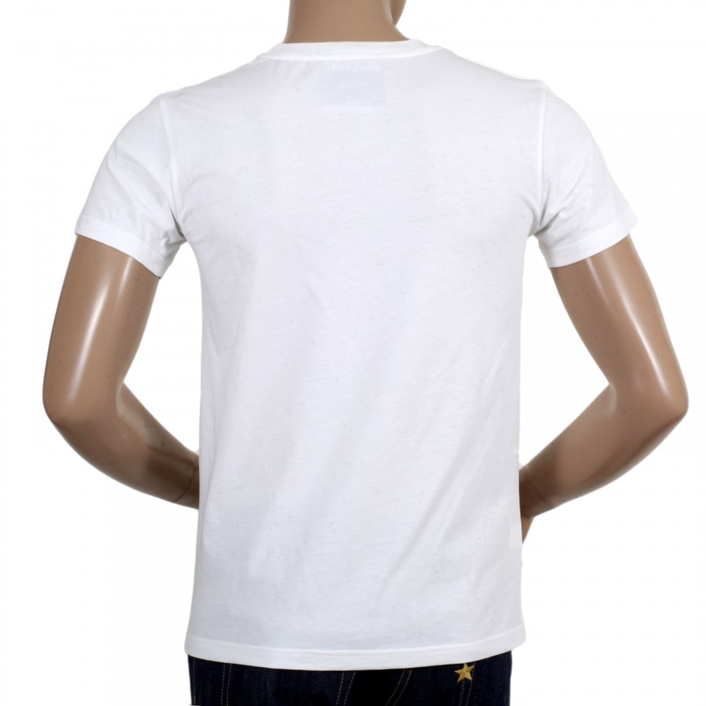 Regular Fit Short Sleeve Fine Ribbed Crew Neck Cotton White T Shirt with Gold Logo