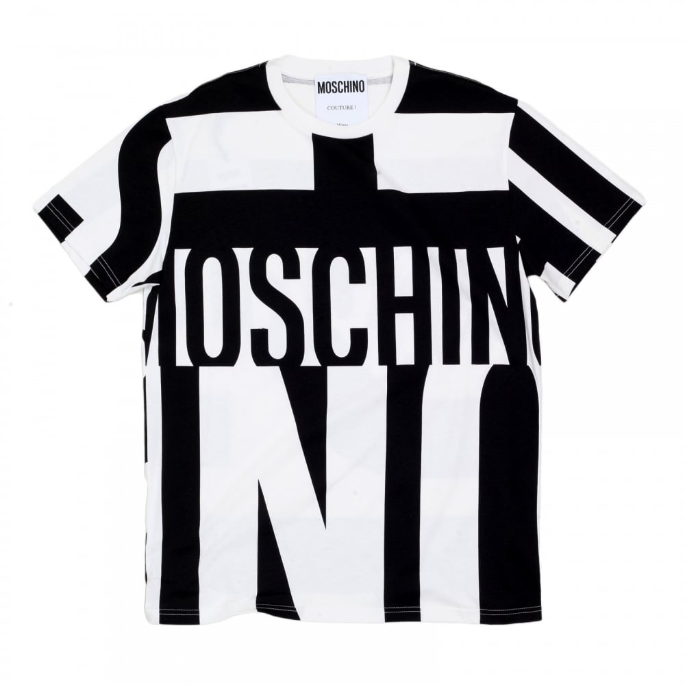 Mens Crew Neck Black and White Cotton Yankee Printed Logo Tshirt in Regular Fit