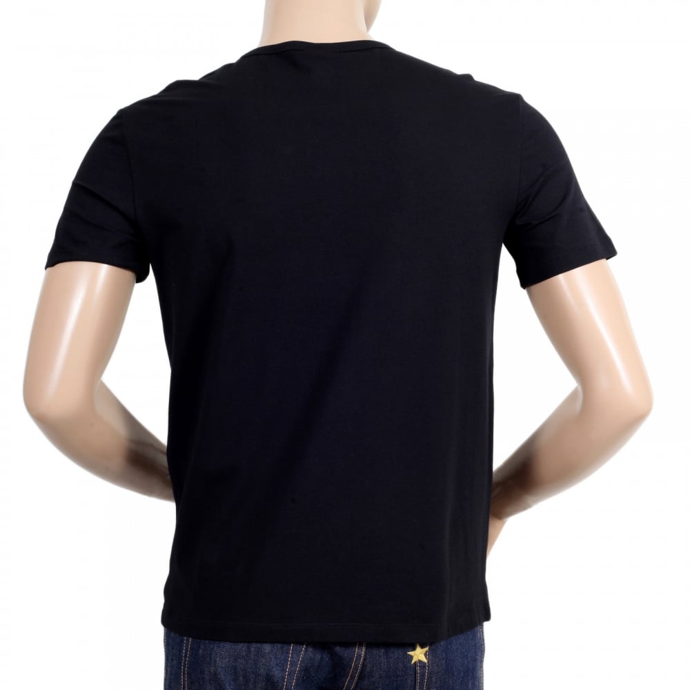 Black Regular Fit Crew Neck Short Sleeved Mens T Shirt with Silver Rhinestone Lion Head Design