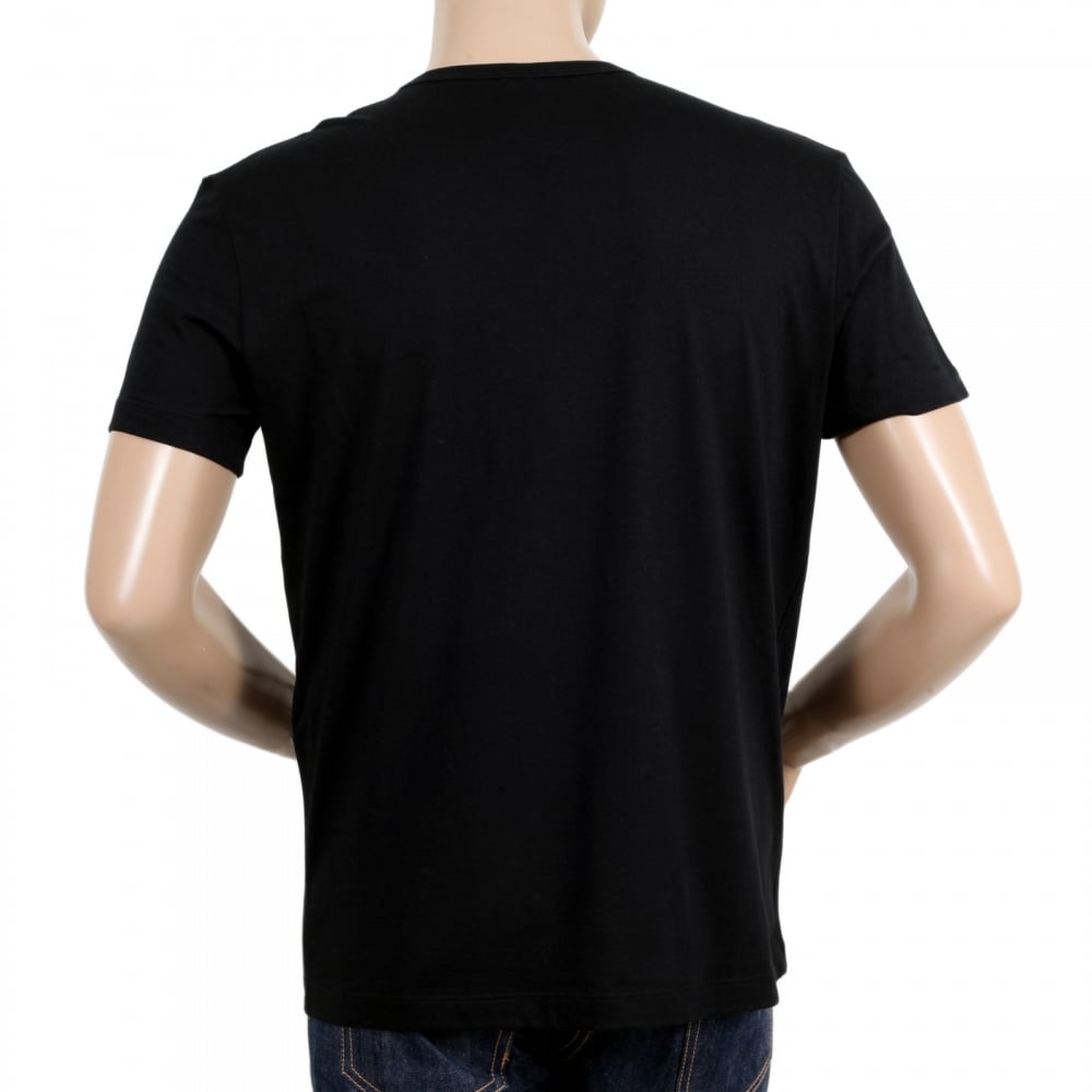 Black Short Sleeve Crew Neck Regular Fit Mens T Shirt with Self Coloured Printed Lion Head