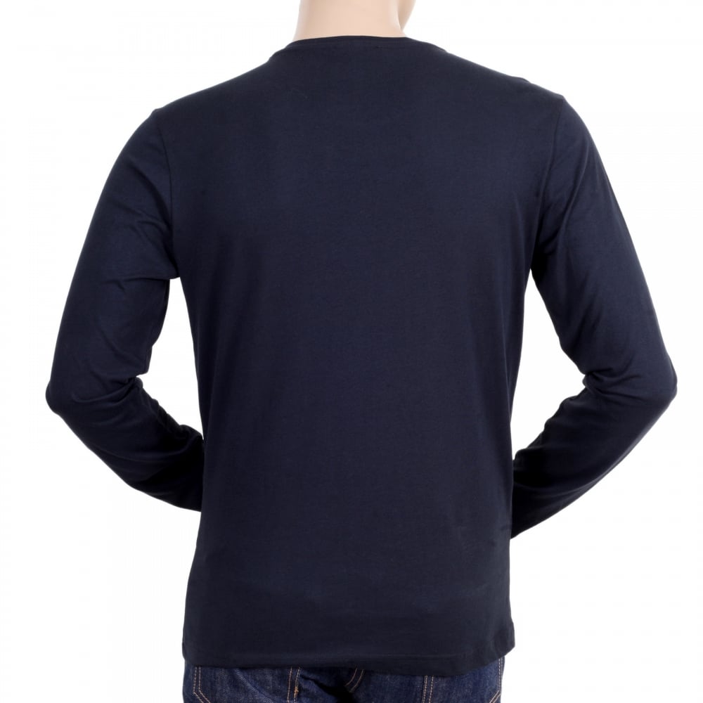 Black Printed Art Logo Front Crew Neck Plain Black Long Sleeve Regular Fit T Shirt