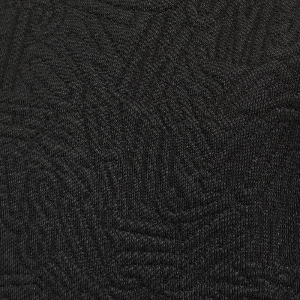 Mens Crew Neck Long Sleeve Regular Fit Black Sweatshirt with Stitched Text Jacquard Logo in Self-colour