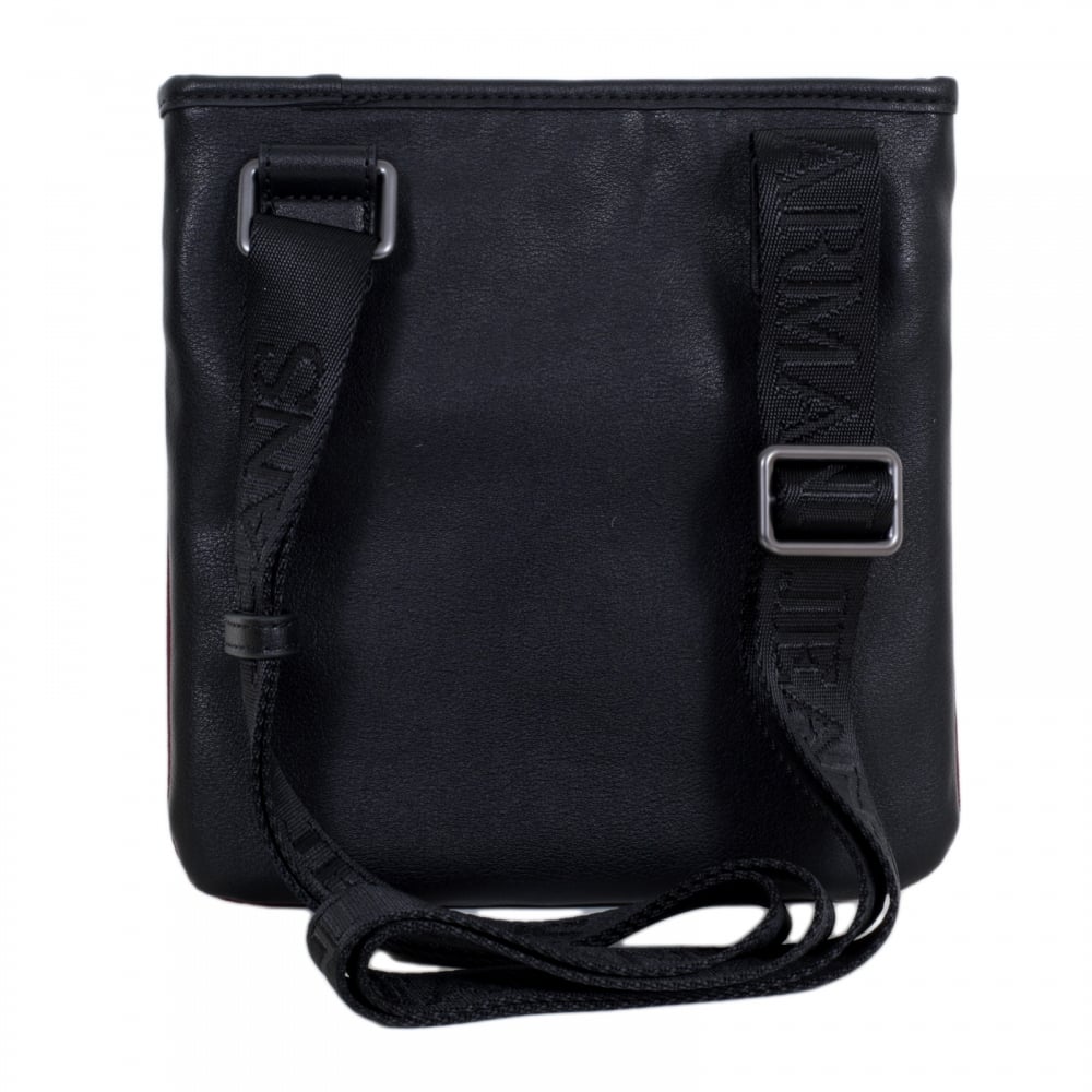Text Logo Bordeaux and Black Bag for Men with Top Zip Closure and Front Pocket