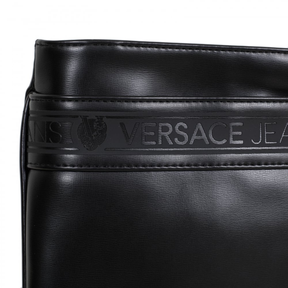 Nastro Logato E1YOBB32 Logo Front Panel Bag in Black with Front Pocket and Top Zip Closure