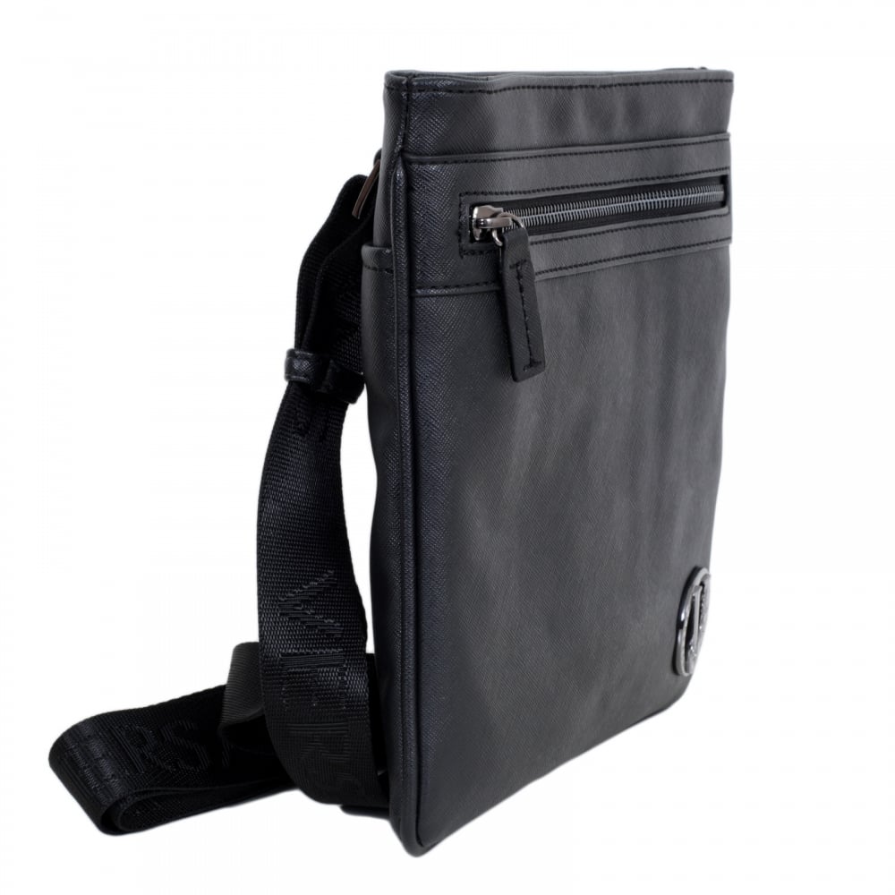 Tiger Eyelet Gunmetal Grey Logo E1YOBB44 Black Bag for Men with Top Zip Closure and Front Pocket