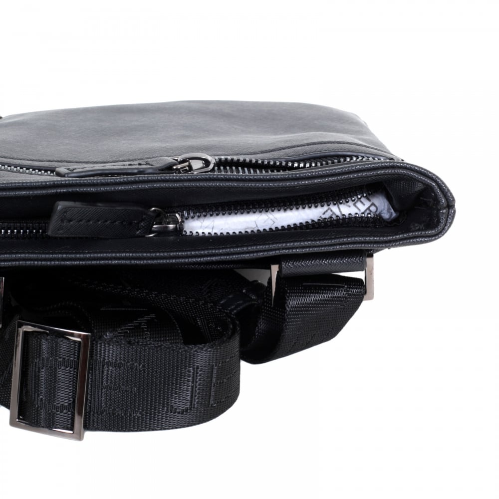 Tiger Eyelet Gunmetal Grey Logo E1YOBB44 Black Bag for Men with Top Zip Closure and Front Pocket