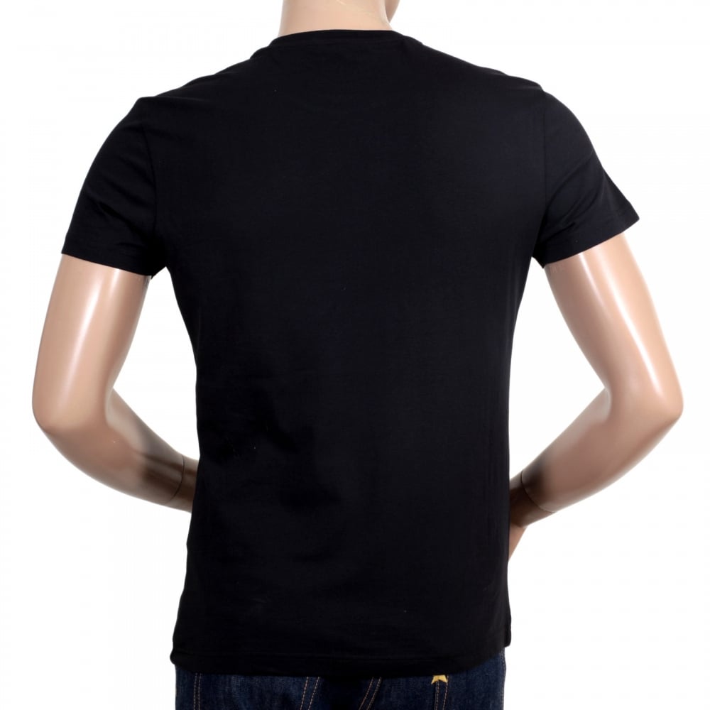 Black Slimmer fit Crew Neck T Shirt with Large Silver Coloured Logo Print on Chest